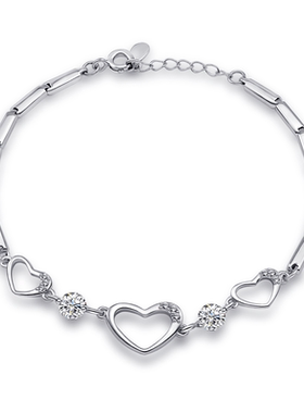 心形925银手链女银饰元素水晶