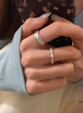 ins冷淡风戒指素圈食指戒简约轻奢高级感指环气质百搭叠戴开口戒