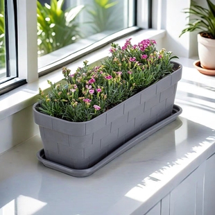 长方形种菜盆窗台花盆窄长条多肉室内阳台绿植户外花卉花盘树脂