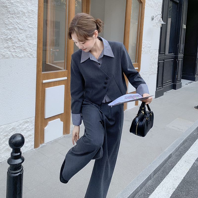 撞色拼接假两件套装新款时尚休闲两件套C252-2701P185K298,女装套装/套裙,2C252