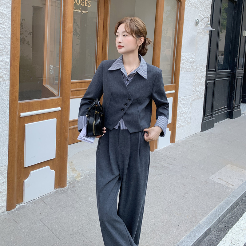 撞色拼接假两件套装新款时尚休闲两件套C252-2701P185K298,女装套装/套裙,2C252