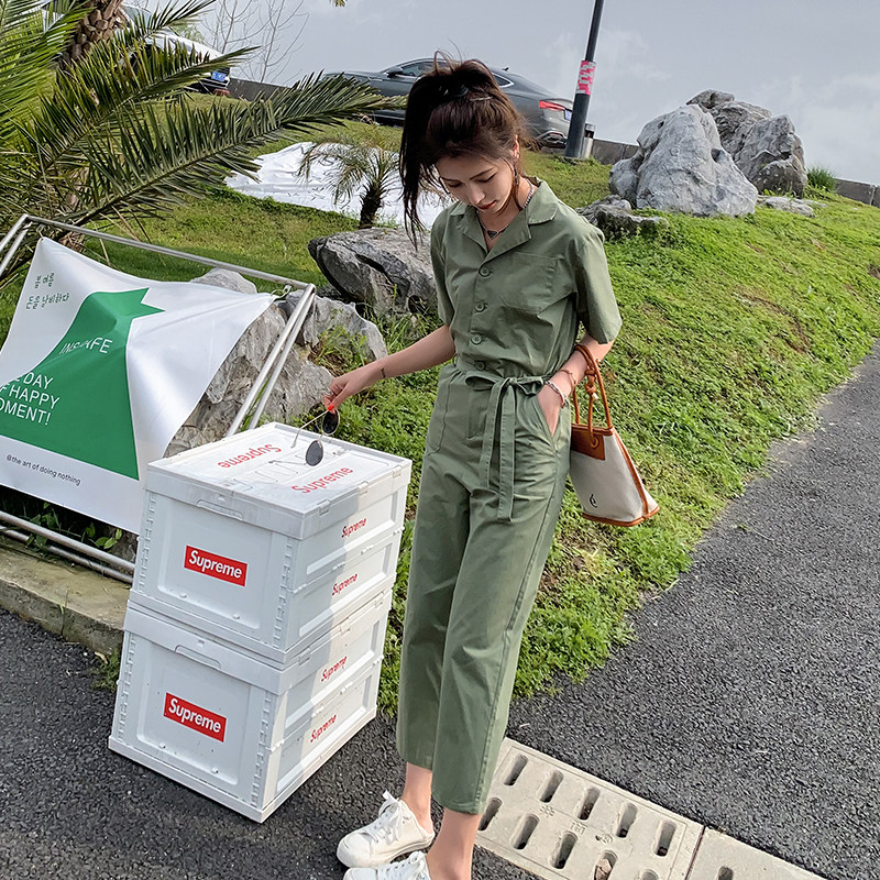 工装连体裤女夏季2025新款高级感气质休闲连衣裤时尚连身裤潮,女装连体裤,新风尚