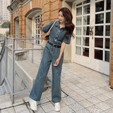 现货-主推夏季新品牛仔短袖连体长裤-送腰带-2309-P140-K195，女装连体裤，新风尚