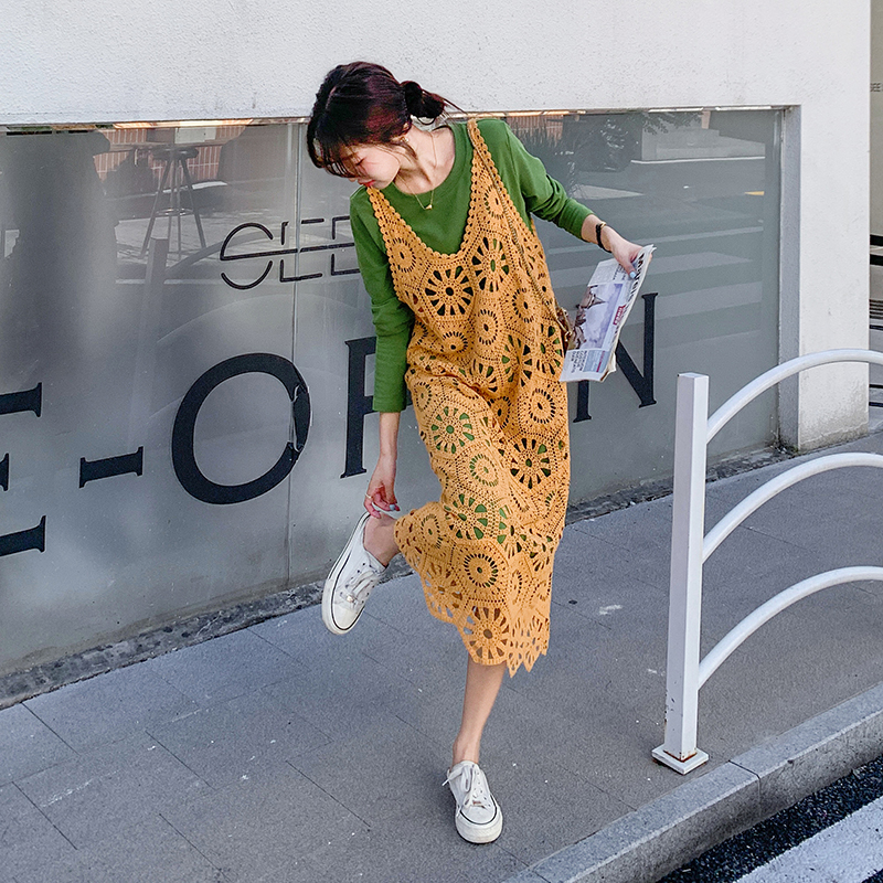 主推数据好上架就卖秋新品镂空罩衫+打底裙套装2550CP150K208，女装连衣裙，新风尚