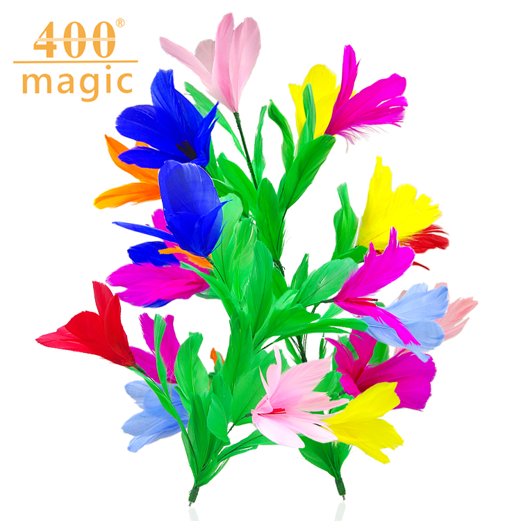 包邮 三节羽毛花  缩棒变花彩花（ 不含缩棒 ）花类舞台魔术道具