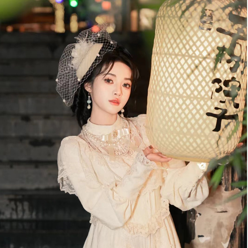 走秀新娘头饰法式礼帽布边夹名媛