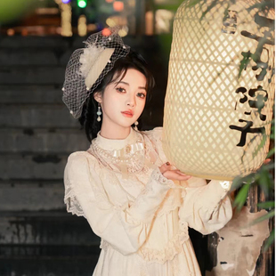 新娘网纱小礼帽夜上海旗袍法式汉洋折衷儿童走秀年会礼服面纱头饰