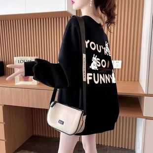 黑色无帽卫衣女爆款 设计感小众宽松卡通印花外套潮 2025新款 秋冬款
