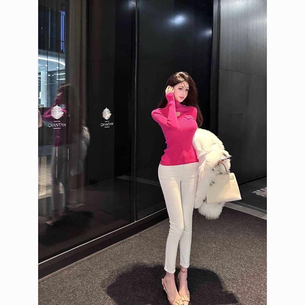 白色弹力小脚显瘦九分牛仔裤女