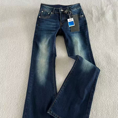 美式怀旧高腰显瘦微喇牛仔裤女