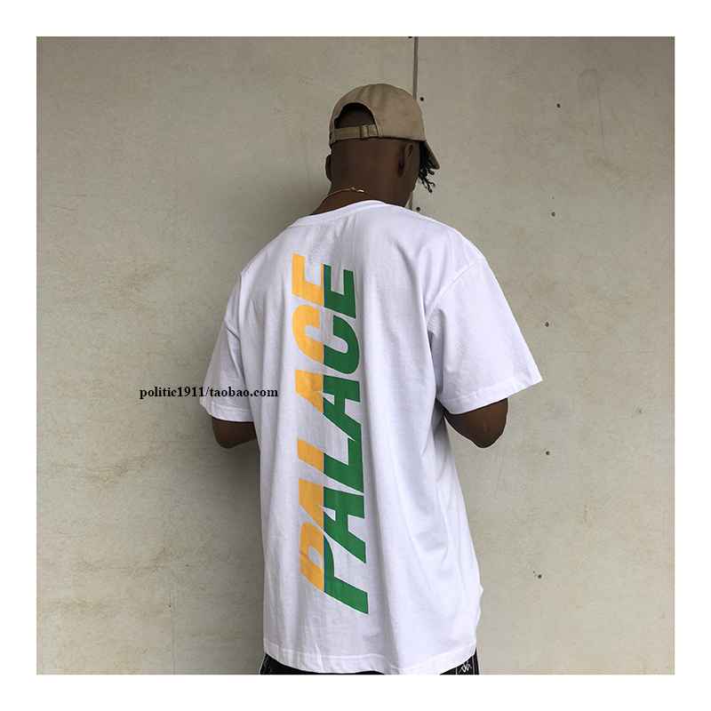 18SS PALACE T-SHIRT 背后分裂字母LOGO印花tee男女宽松短袖T恤潮