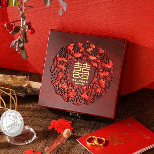 新婚送礼结婚证纪念币珍藏盒