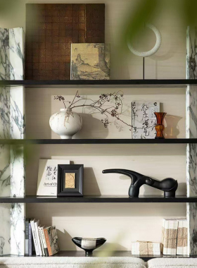 森度软装样板间书房古风摆件装饰书柜书房玄关装饰画花器挂画中式