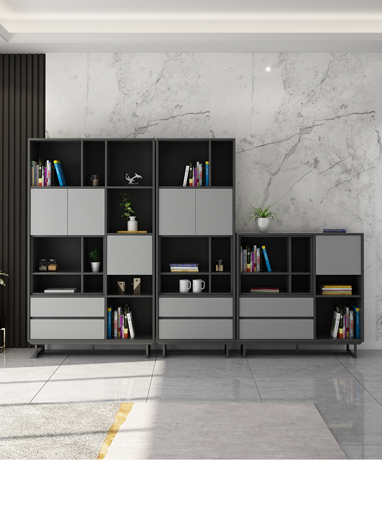 Nordic simple floor-to-ceiling small bookcase bookshelf with door Modern children's bookcase storage side cabinet economical shelf