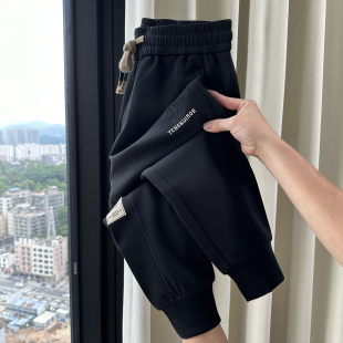 时尚 男士 加厚卫裤 束脚运动裤 潮 冬季 男百搭松紧腰小脚休闲长裤 新款