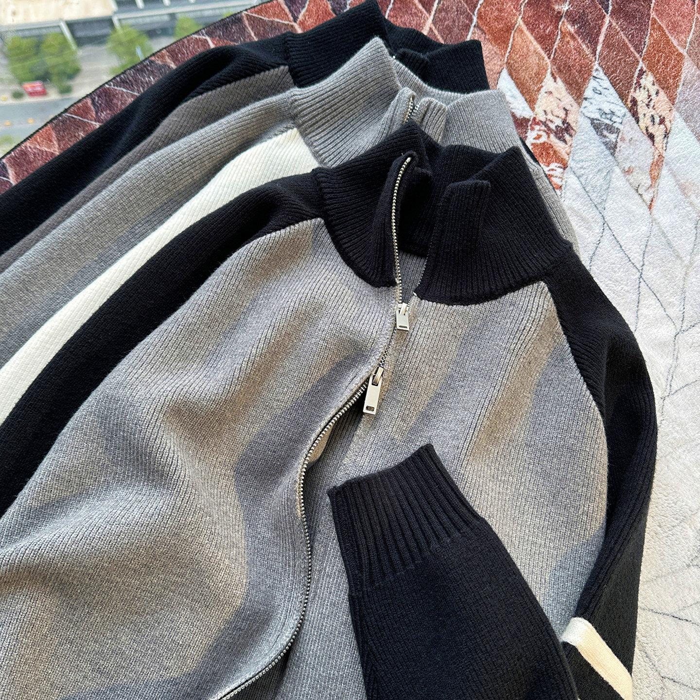 开衫毛衣外套男宽松美式复古帅气