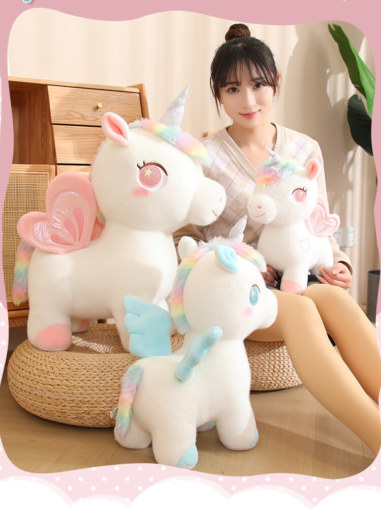 핑크 레인보우 유니콘 인형 어린이 다채로운 작은 페가수스 플러시 장난감 소녀 인형 인형 생일 선물