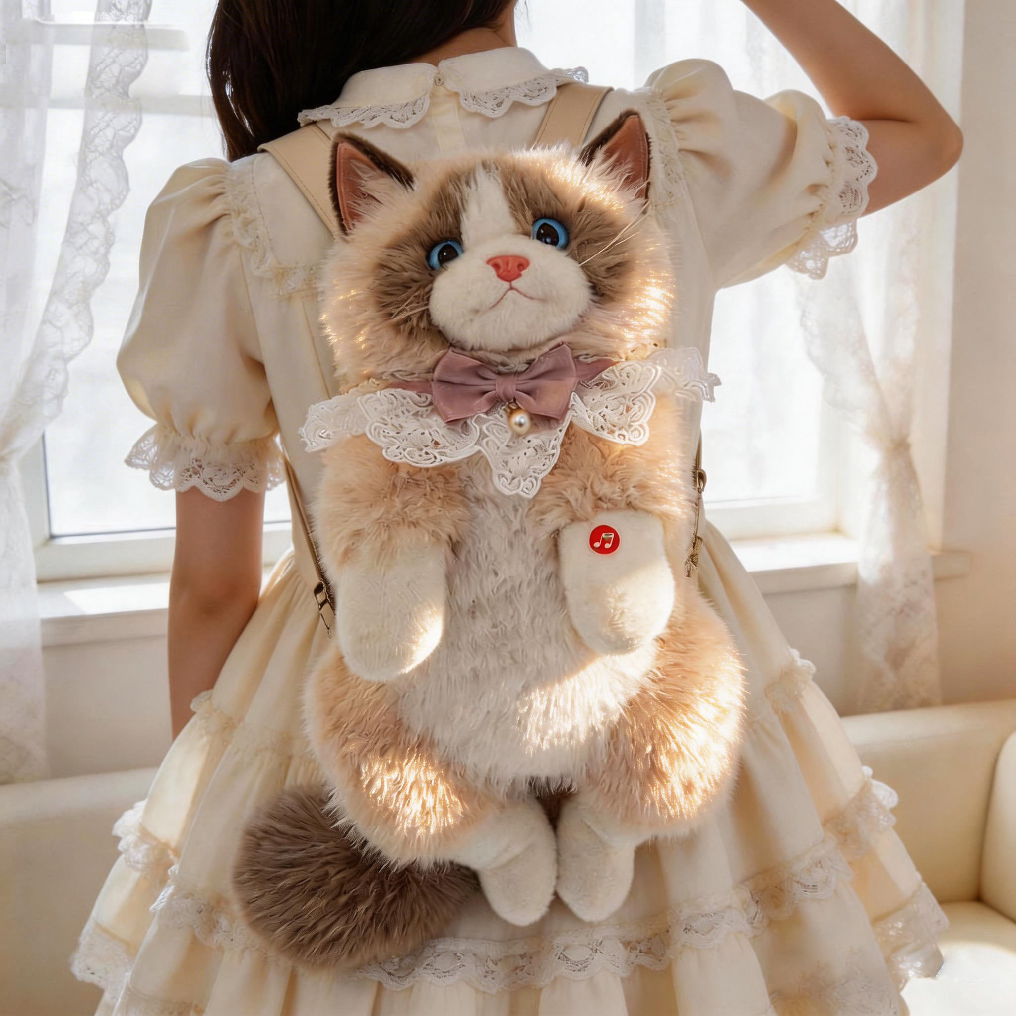 正版布偶猫双肩背包玩偶仿真小猫咪毛绒公仔布娃娃生日礼物送女生