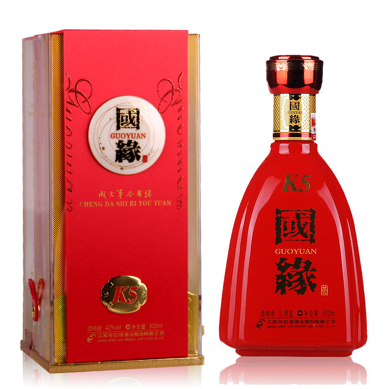 今世缘国缘k5单瓶 42度浓香型白酒 500ml 婚宴送礼 商务宴请