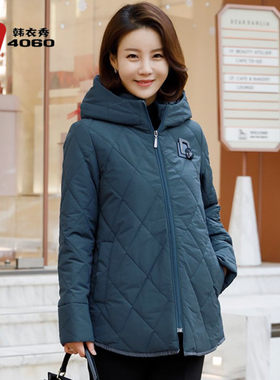 韩国中老年女装棉衣堆堆领宽松秋季妈妈装外套纯色新潮厚OUA6045