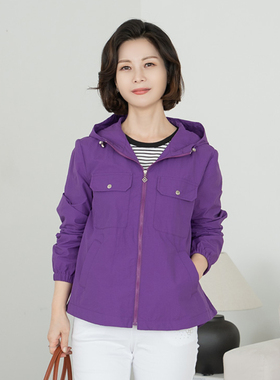韩国妈妈装连帽外套2025春大码女装中老年宽松夹克JP2503025