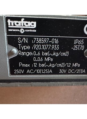 trafag 压力开关0-6BAR  920.1077.933全新原装拍前请询价