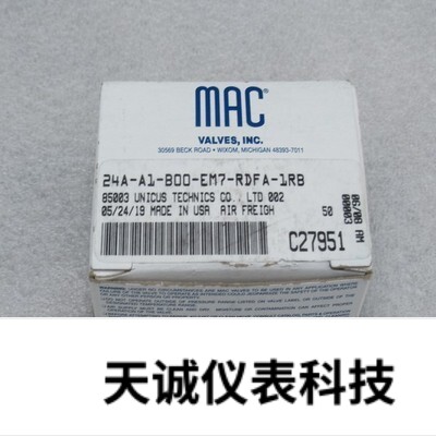 全新MAC电磁阀 24A-A1-B00-EM7-RDFA-1RB 24VDC