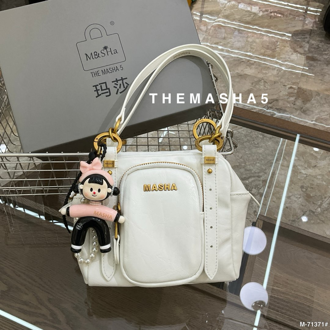 M&SHA THE MASHA 5玛莎白色机车小号手提2025年新款