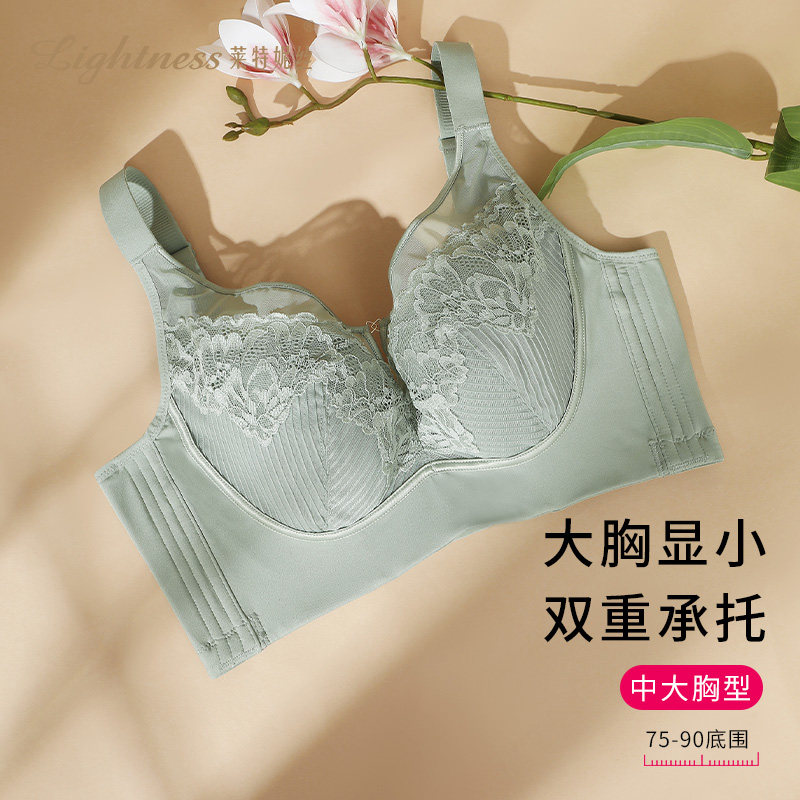 Lightness/莱特妮丝舒适透气全罩聚拢大胸显小美背侧收副乳文胸女