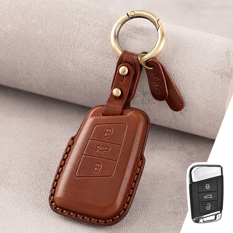 适用新款大众迈腾钥匙套cc蔚揽b8专用真皮汽车全包锁匙壳扣男女士