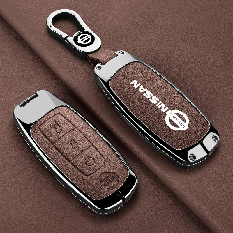 适用日产尼桑艾睿雅钥匙套轩逸天籁逍客奇骏车遥控器金属壳包男扣