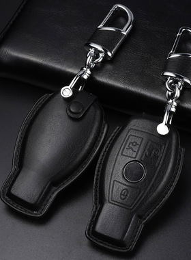 适用奔驰e300l钥匙套c260l壳glb200真皮e200扣gle350车a180l包gls