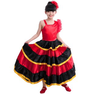 儿童表演服装西班牙斗牛舞蹈套装裙大摆裙开场舞裙舞台演出服装女