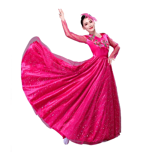 开场舞大摆裙合唱服装大气春晚开场舞服装歌伴舞裙成人现代舞长裙