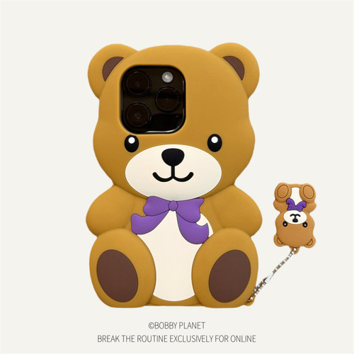 @BOBBY PLANET原创正版童话小熊可爱蝴蝶结适用iPhone16Promax手机壳苹果1543卡通少女心甜美女款立体新款