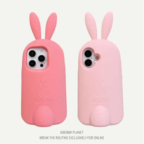 @BOBBY PLANET日本原单立体大兔子站立支架粉色兔耳朵适用iPhone17Promax手机壳苹果16543可爱甜美少女心17p