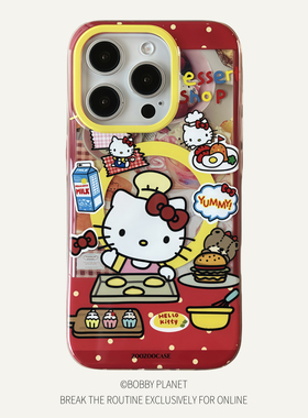 @BOBBY PLANET原创高品质红色磁吸双层印花hellokitty日系可爱卡通适用iPhone17Promax手机壳苹果1543甜美16P