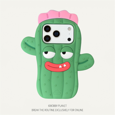 @BOBBY PLANET 刺刺新款~趣味仙人掌按摩解压绿色可爱卡通适用iphone17Promax手机壳苹果16543软硅胶简约清新