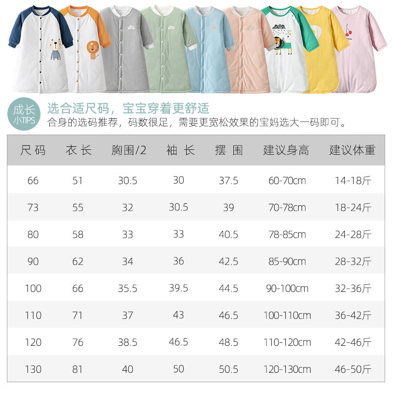 宝宝睡袍秋冬婴儿睡衣冬季加厚夹棉儿童睡裙纯棉幼儿小童男童防踢