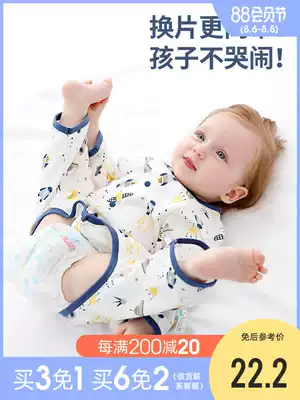 Baby open file jumpsuit Summer thin open crotch children's clothing Summer pajamas spring and autumn long-sleeved cotton men's coat