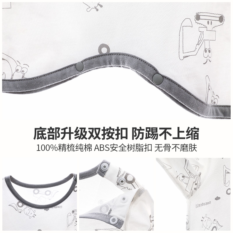 宝宝睡袍夏季男童睡衣夏天薄款纯棉长袖防踢婴儿空调服儿童家居服