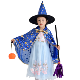 万圣节儿童服装女童披风男童女巫装扮道具幼儿园表演区材料衣服