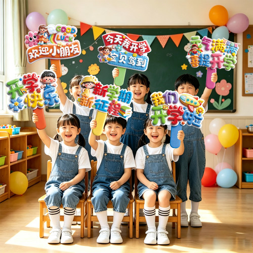 开学手举牌kt板拍照道具幼儿园小学一年级新学期入学典礼仪式感