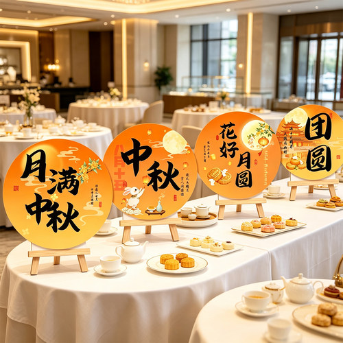 中秋国庆节桌面摆件kt板氛围布置场景装饰品道具店铺门店主题活动