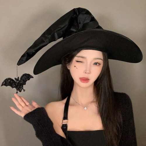 万圣节魔法帽女巫帽大帽檐巫师帽
