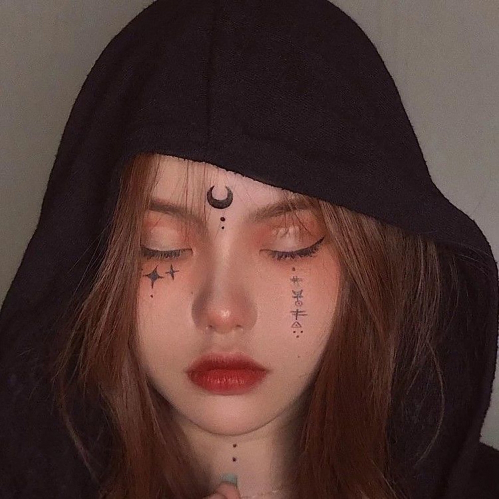 万圣节脸贴暗黑女巫精灵妆容贴纸