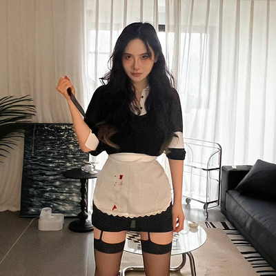 万圣节装扮美国故事第一季女管家女仆制服恐怖活动角色扮演连衣裙