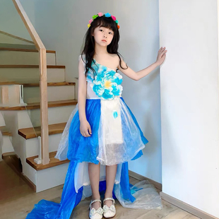 环保时装秀服装儿童走秀衣服手工创意diy材料包废物利用女孩国风