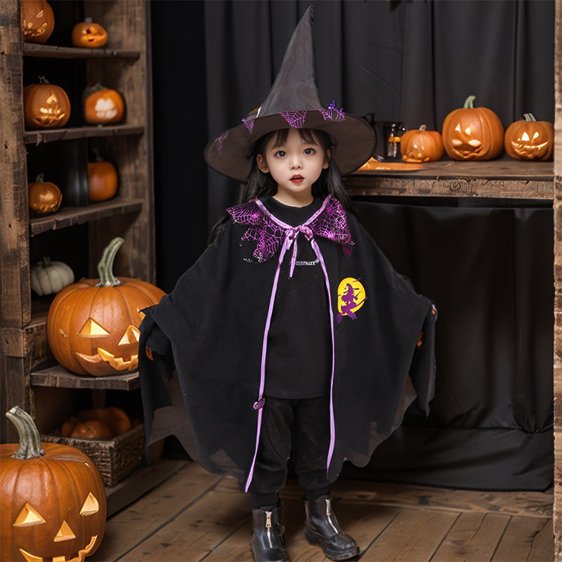 万圣节儿童服装男女童女巫衣服