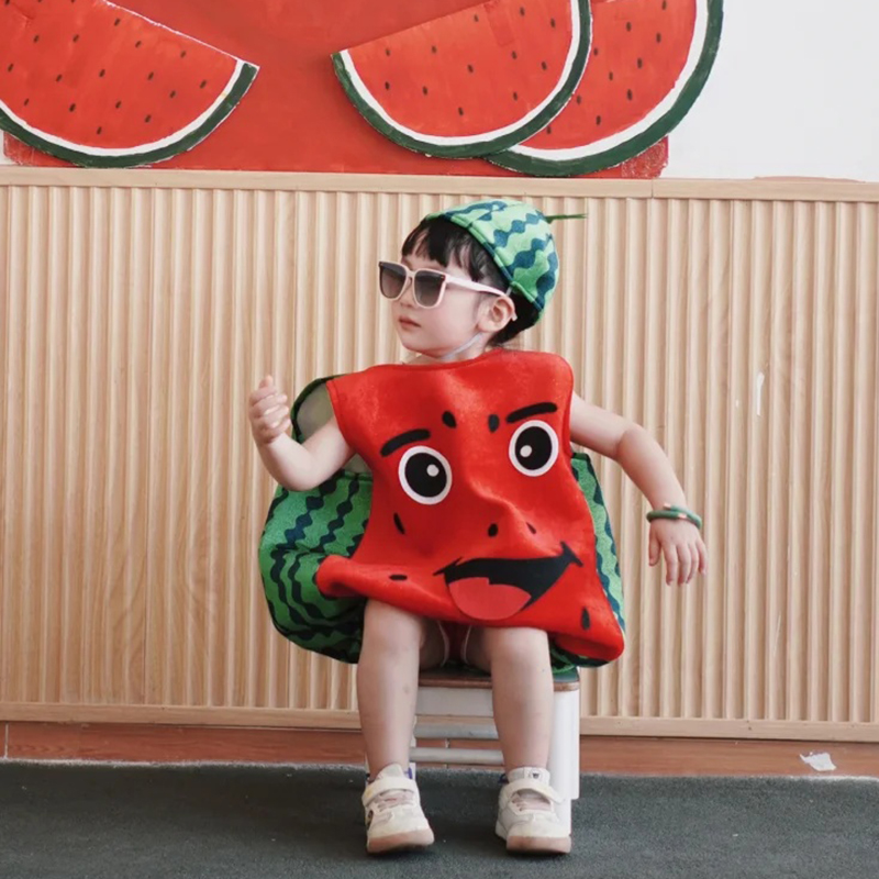 六一儿童节环保服装时装秀西瓜衣服水果服幼儿园舞台演出服新款